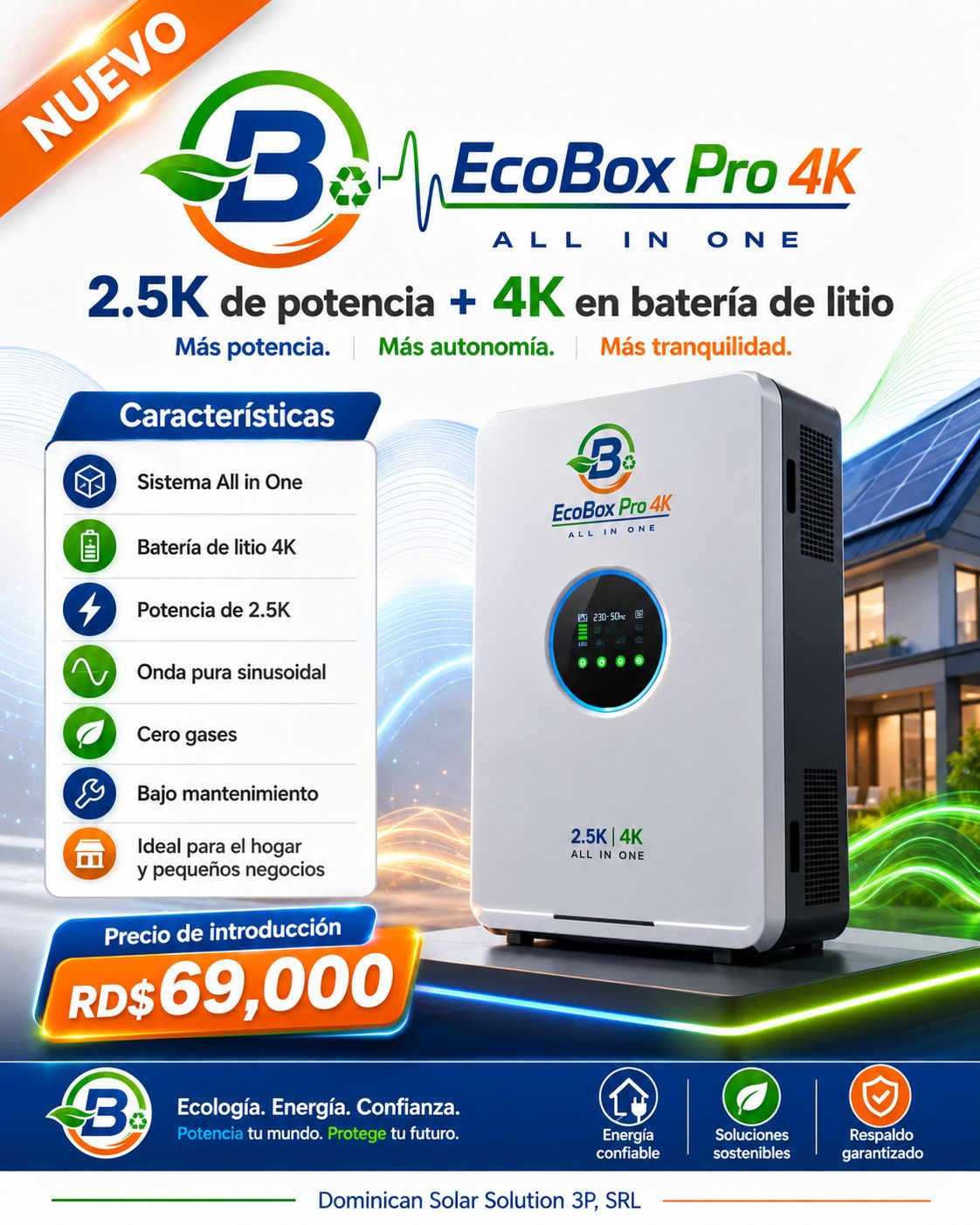 EcoBox Pro 4K All In One — Inversor con batería integrada para respaldo inmediato